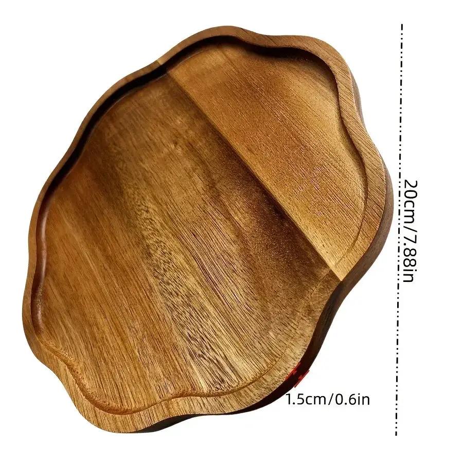 High-End Wooden Trays, Plum Blossom-Shaped Acacia Wood Trays, Creative Breakfast Trays, Suitable for Holding Cheese, Bread, Desserts, And Coffee, Perfect for Use in Kitchens, Restaurants, Parties, And Wedding Venues by House Of Avana