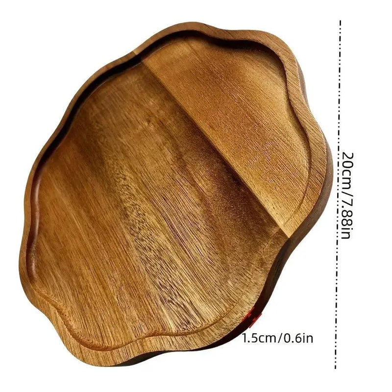 High-End Wooden Trays, Plum Blossom-Shaped Acacia Wood Trays, Creative Breakfast Trays, Suitable for Holding Cheese, Bread, Desserts, And Coffee, Perfect for Use in Kitchens, Restaurants, Parties, And Wedding Venues by House Of Avana
