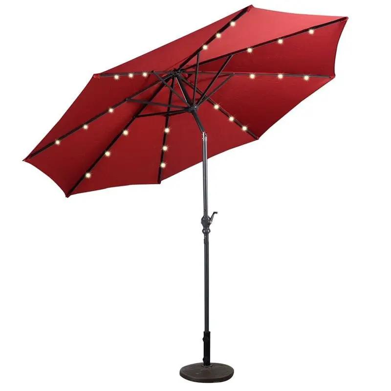 High Quality 10 Ft Patio Solar Umbrella with Crank Solar-powered LED Lights 8 Firm UV Protective Outdoor Patio Beach Umbrella by Outdoor Solar Outlet