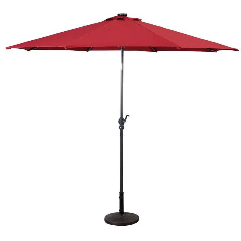 High Quality 10 Ft Patio Solar Umbrella with Crank Solar-powered LED Lights 8 Firm UV Protective Outdoor Patio Beach Umbrella by Outdoor Solar Outlet
