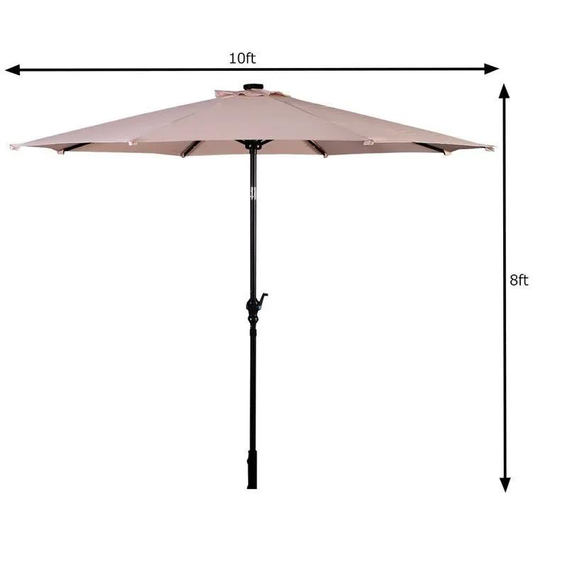 High Quality 10 Ft Patio Solar Umbrella with Crank Solar-powered LED Lights 8 Firm UV Protective Outdoor Patio Beach Umbrella by Outdoor Solar Outlet