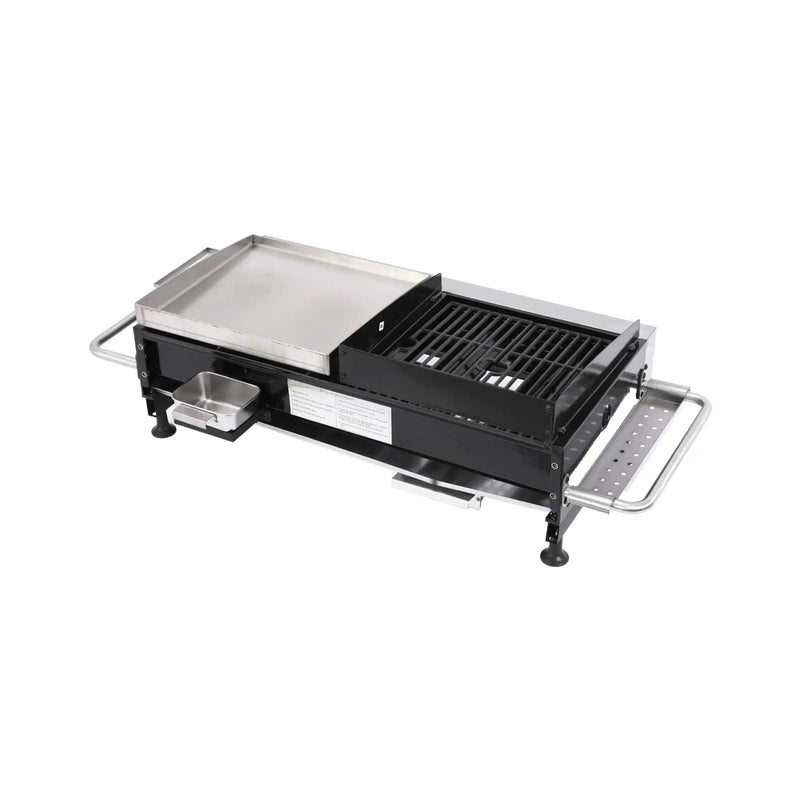 High Temperature 40K BTU 2-Burner Stainless Steel Plancha Combo Gas Grill (SAK71285) by SAKSBY WHOLESALE
