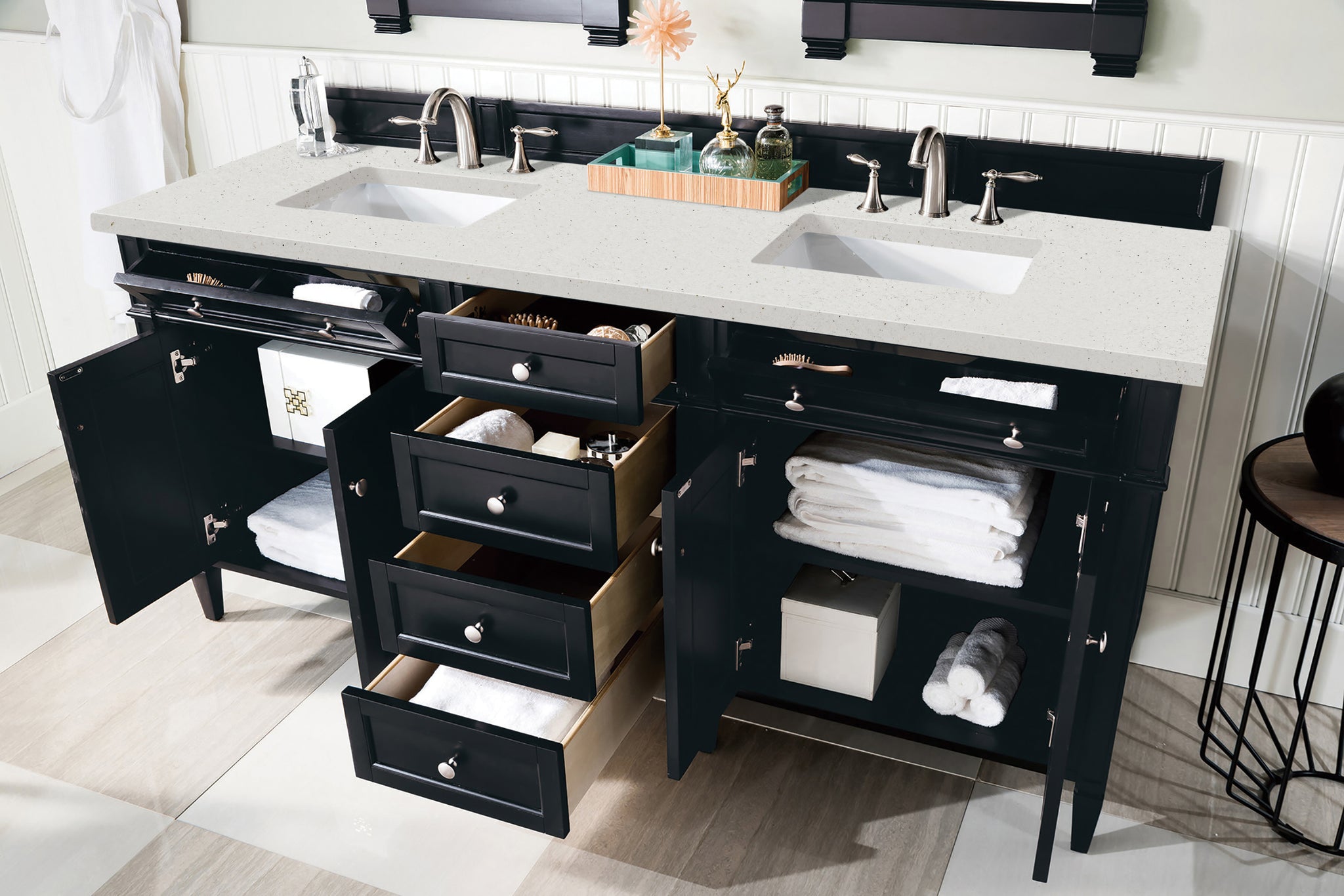 James Martin Brittany 72" Double Bathroom Vanity, Black Onyx, view 28