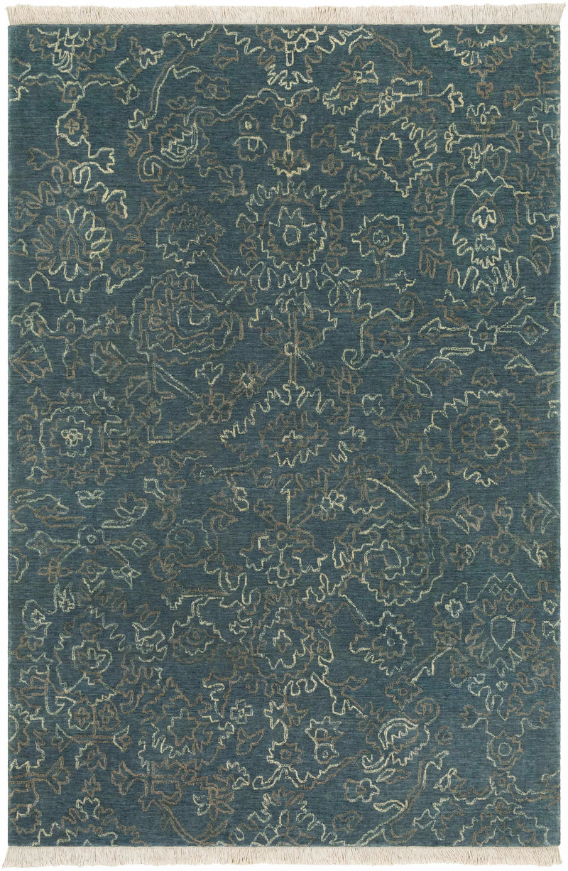 Hinkle Teal Premium Wool Carpet - Clearance by Boutique Rugs