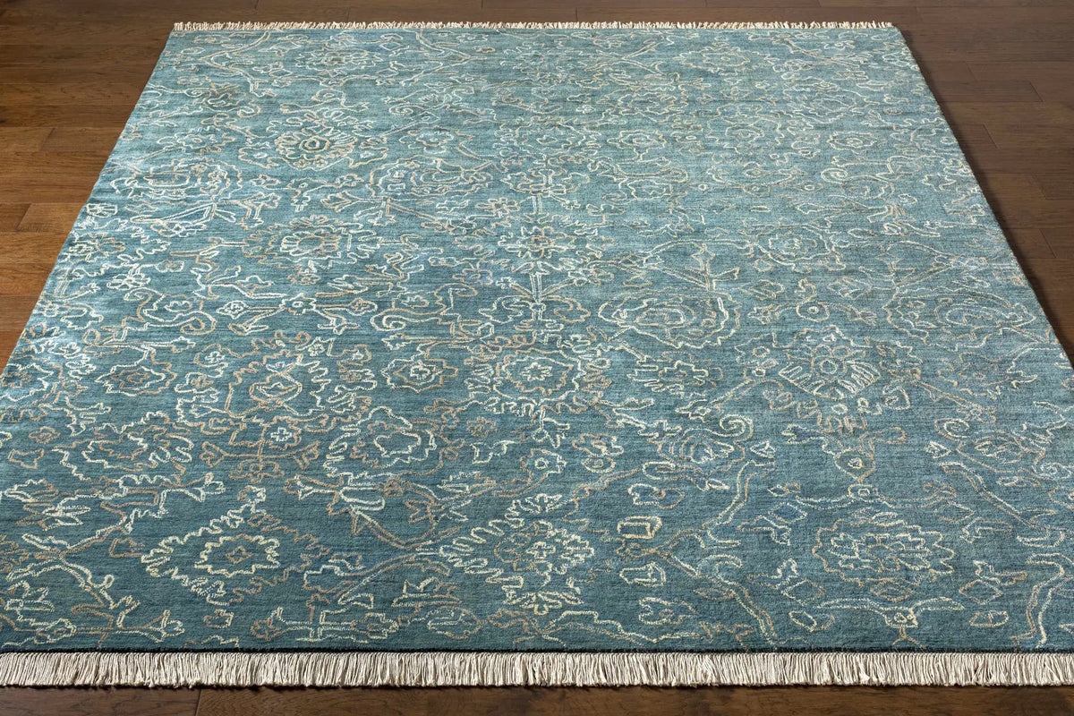 Hinkle Teal Premium Wool Carpet - Clearance, photo 3 of 4