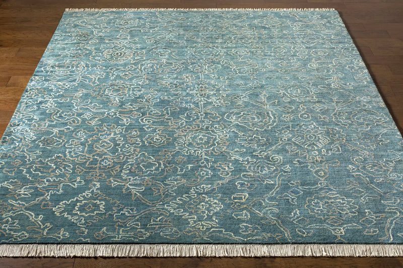 Hinkle Teal Premium Wool Carpet - Clearance by Boutique Rugs