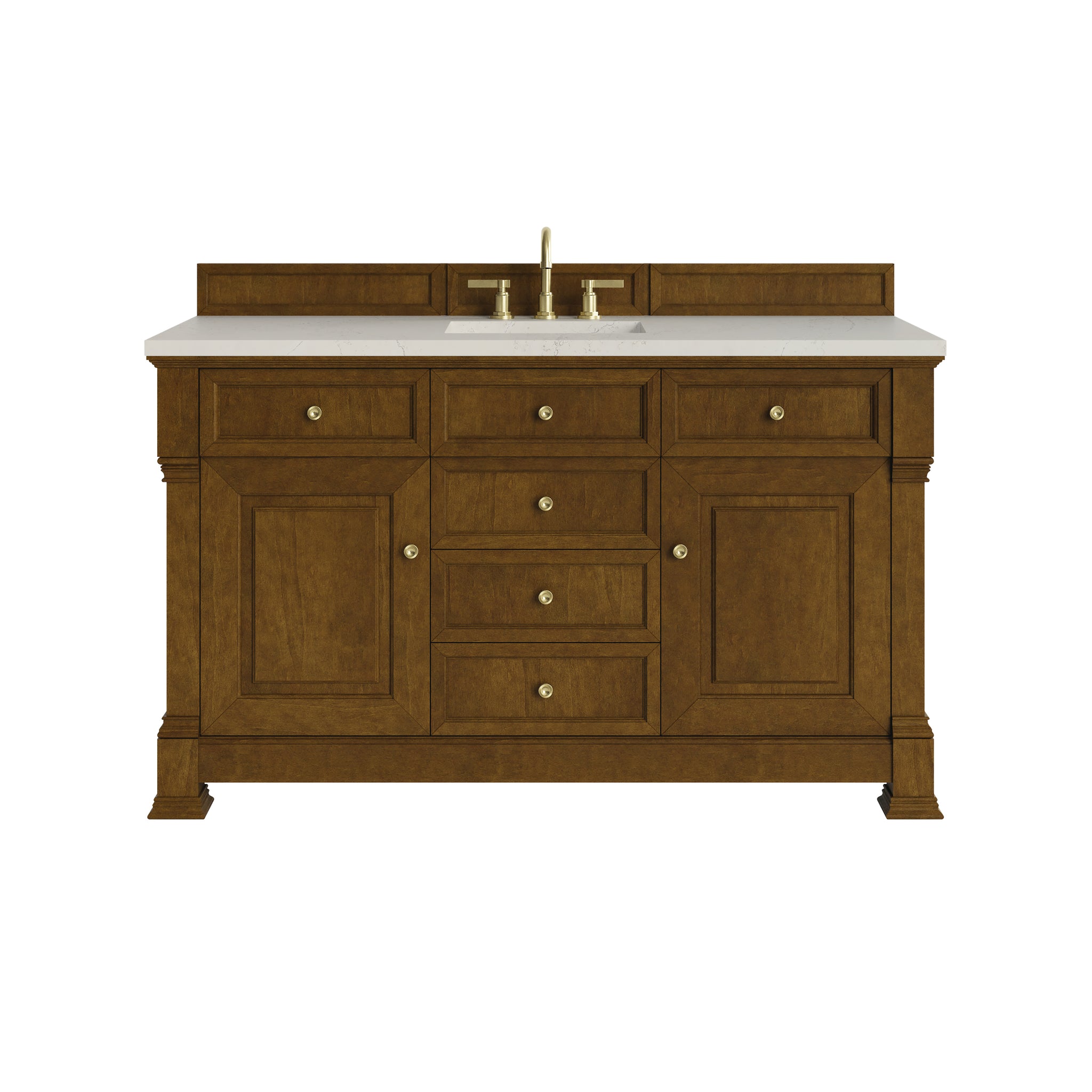 James Martin Brookfield 60" Single Bathroom Vanity, Honey Oak with Siberian countertop