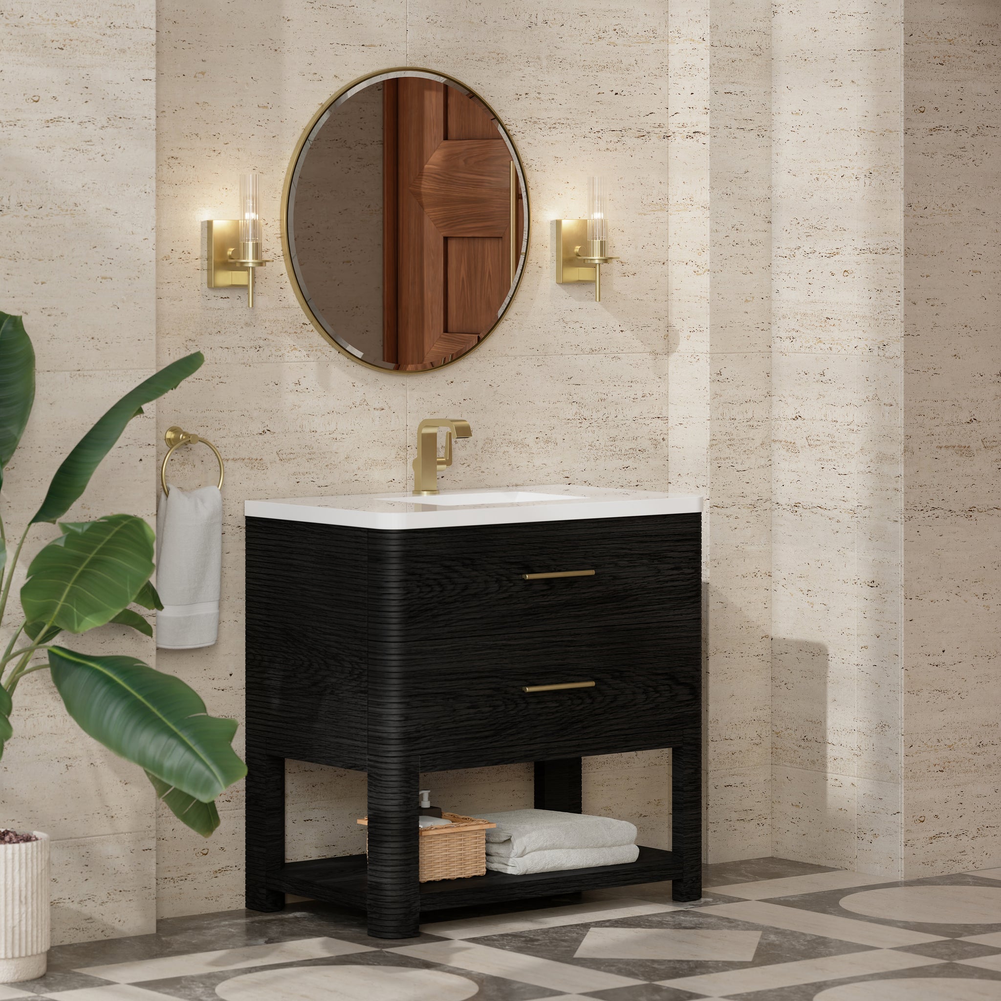 James Martin Lucian 36" Single Bathroom Vanity, Carbon Oak, view 20