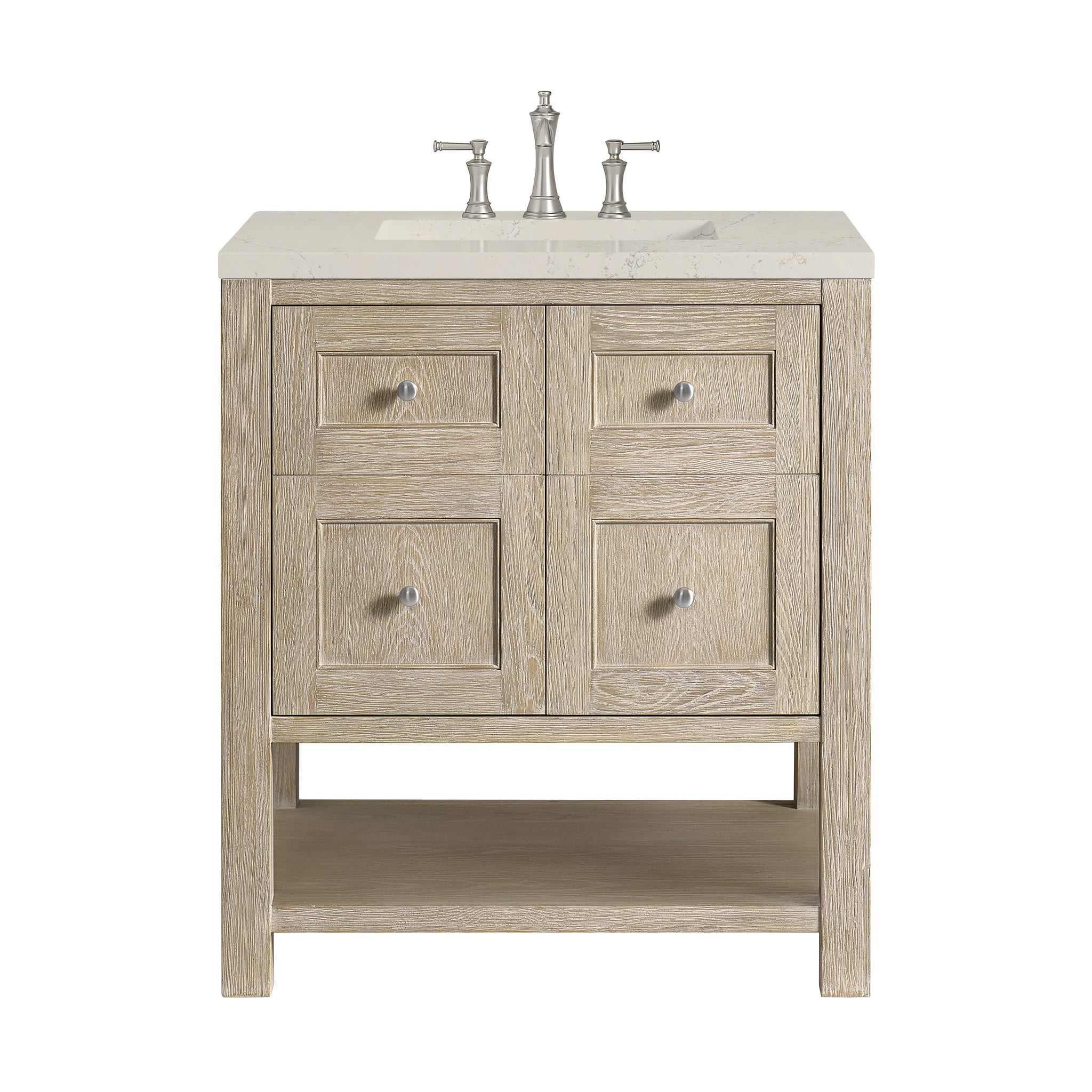 James Martin Breckenridge 30" Single Bathroom Vanity, Whitewashed Oak with Siberian countertop