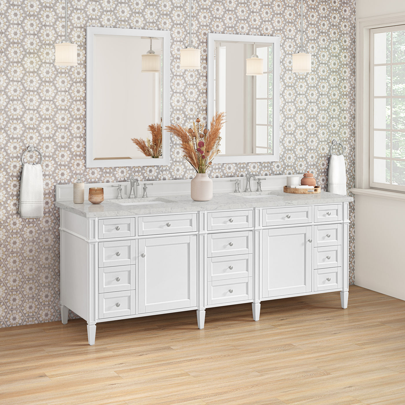 James Martin Brittany 84" Double Bathroom Vanity, Bright White, view 31