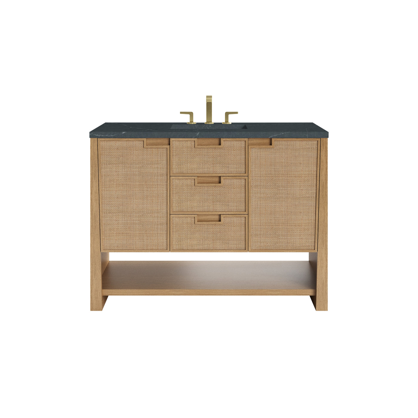 James Martin Solene 48" Single Bathroom Vanity, Seaside Oak with Charcoal Soapstone countertop