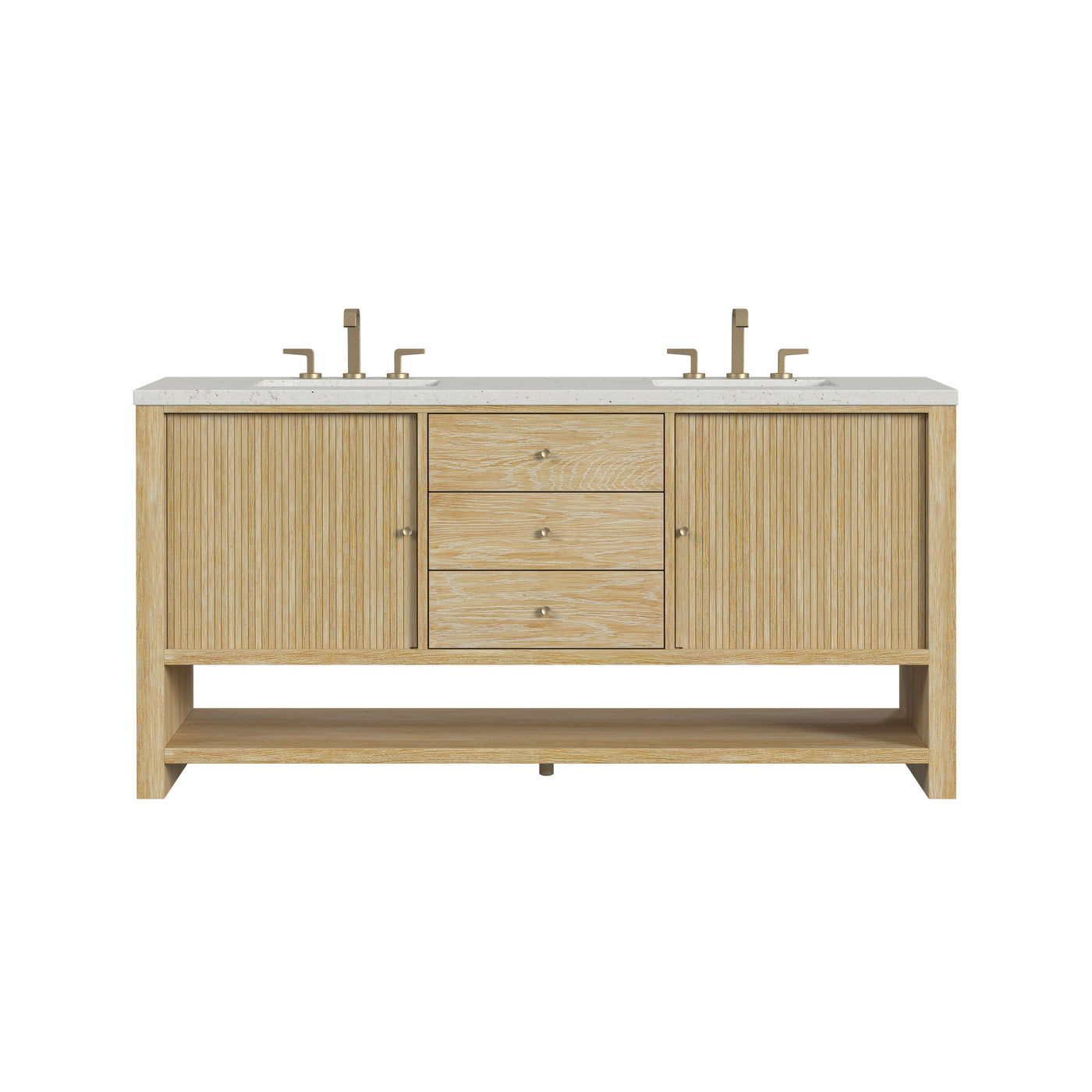 James Martin Marigot 72" Double Bathroom Vanity, Sunwashed Oak with Lime Delight countertop