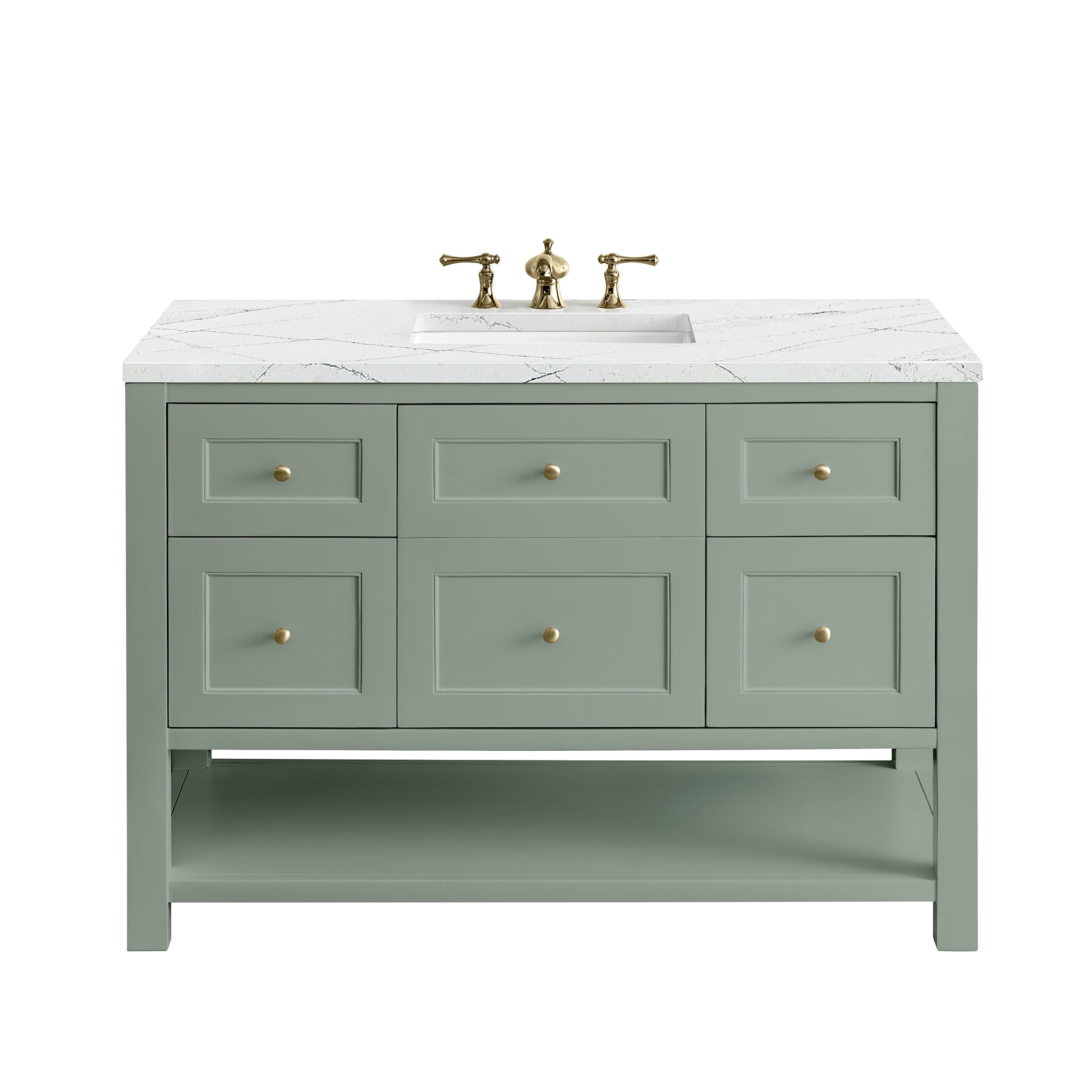 James Martin Breckenridge 48" Single Bathroom Vanity, Smokey Celadon with Ethereal Noctis (FreePower) countertop
