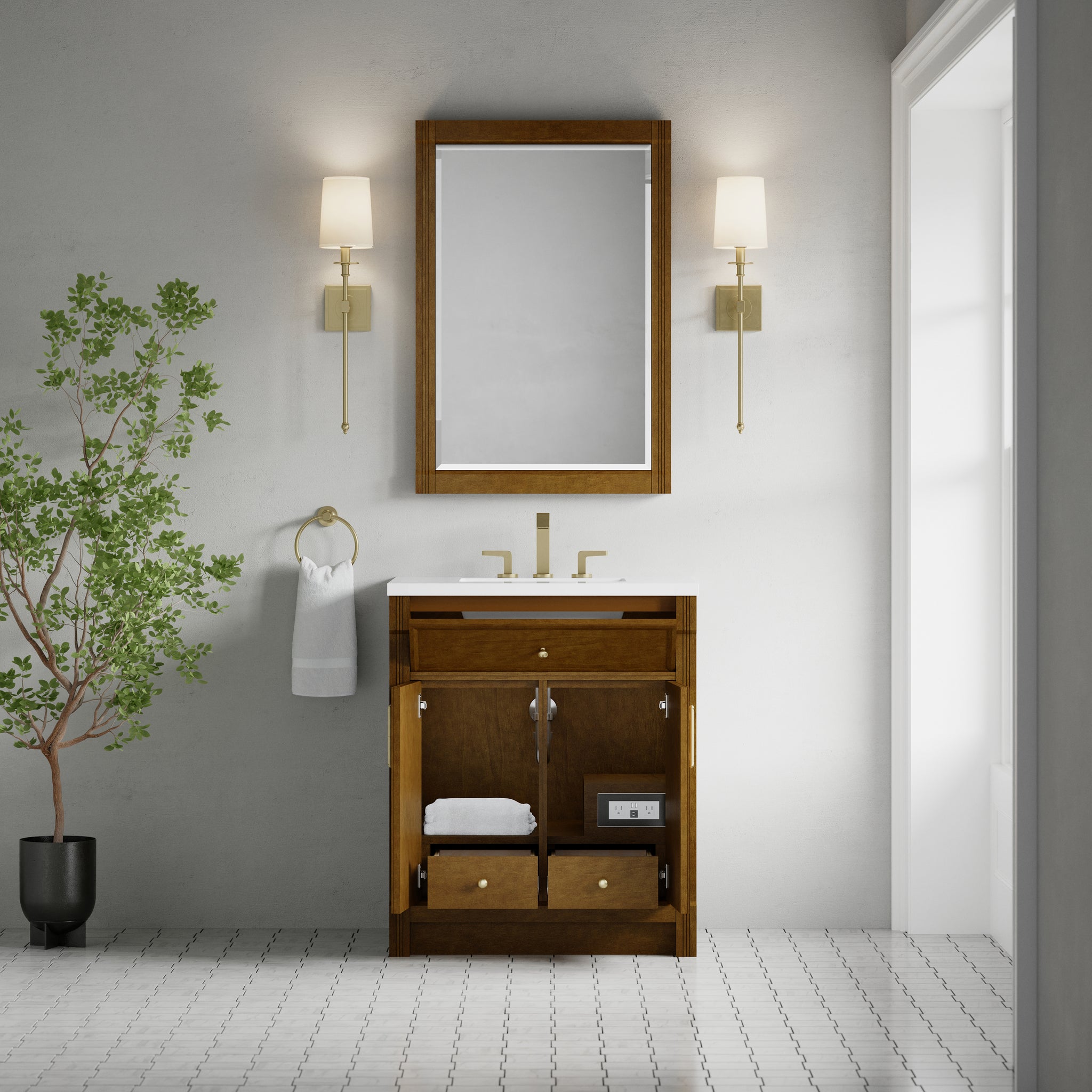 James Martin Bellshire 30" Single Bathroom Vanity, Honey Oak, view 36