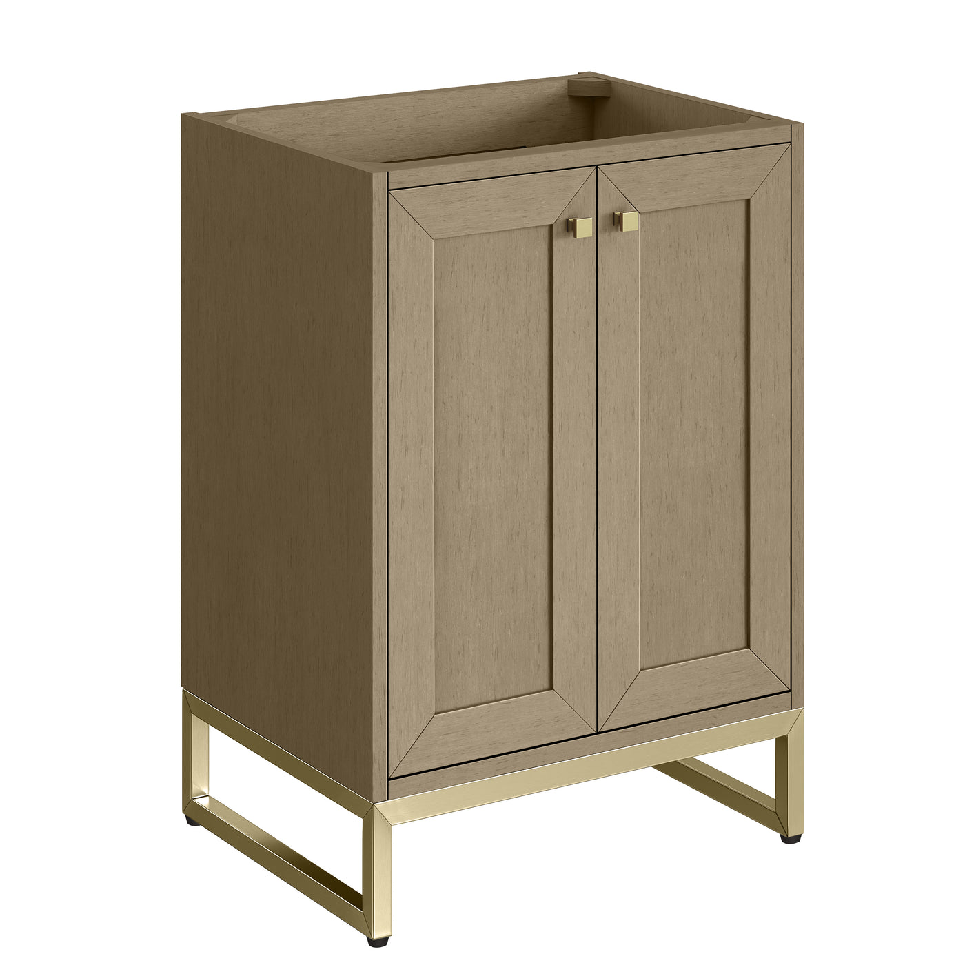 James Martin Chianti 24" Single Bathroom Vanity, Walnut Whisper with Select Your Top (Champagne Brass) countertop