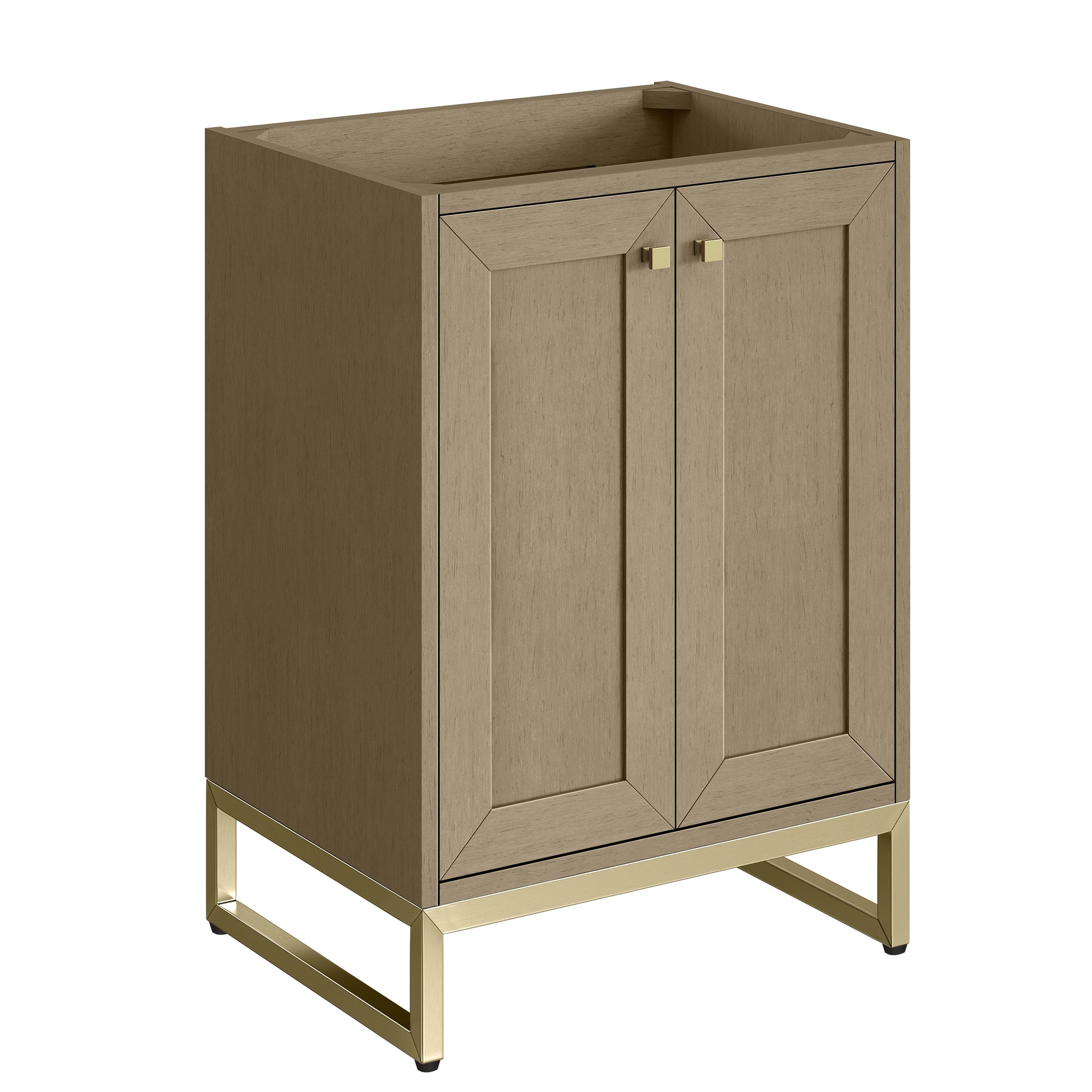 James Martin Chianti 24" Single Bathroom Vanity, Walnut Whisper with Select Your Top (Champagne Brass) countertop