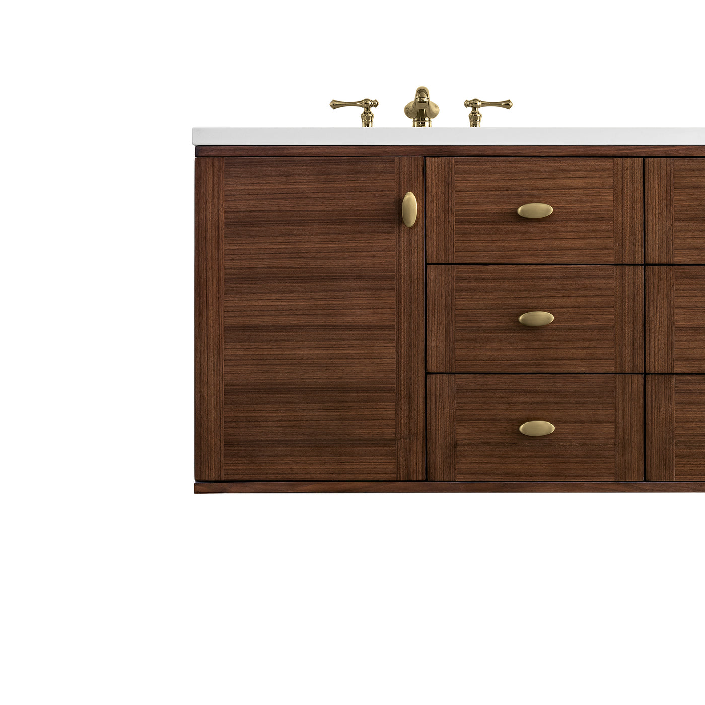 James Martin Amberly 60" Dual Mount Double Bathroom Vanity, Mid-Century Walnut, view 31