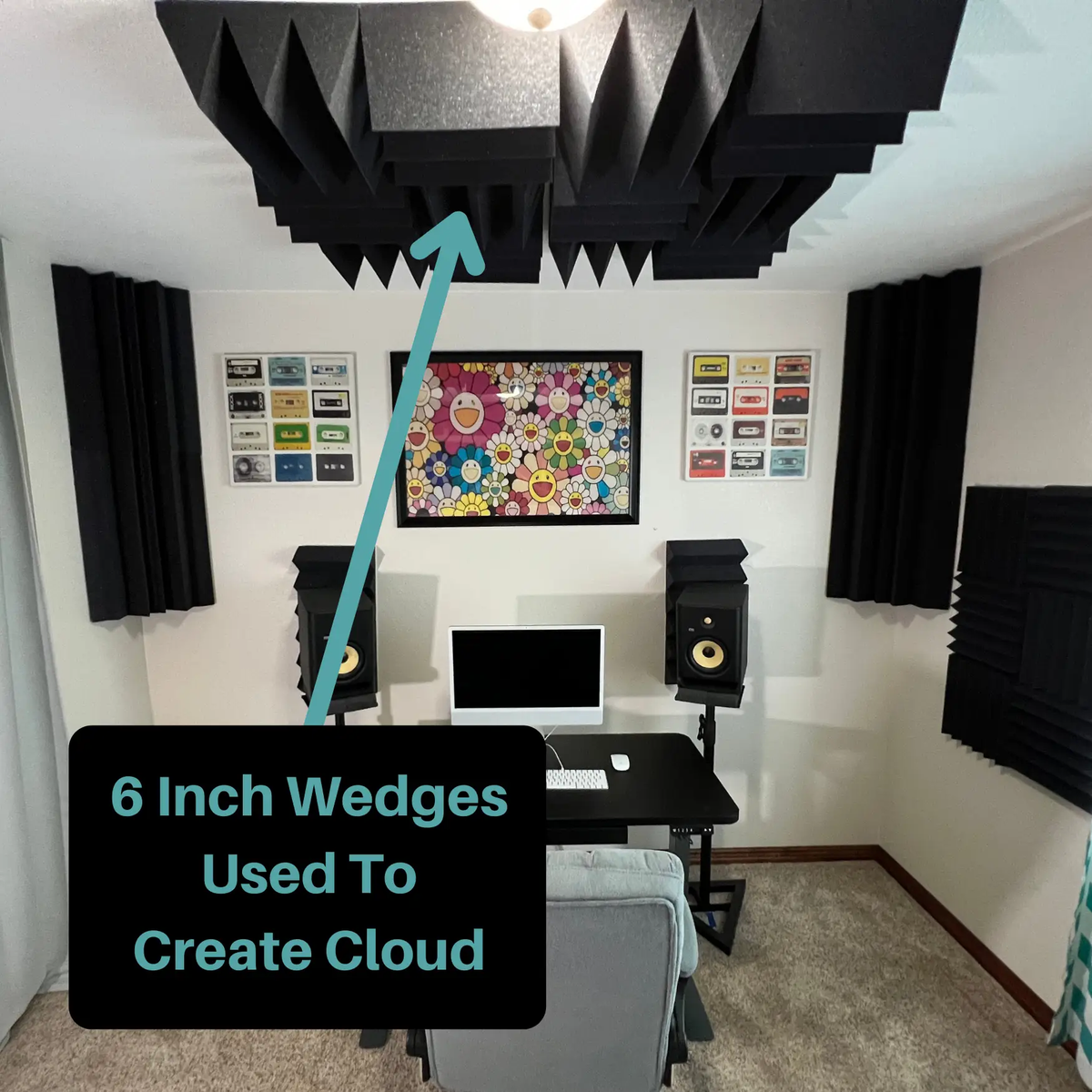 Six Inch Acoustic Foam Wedge Panels - 12x12x6", photo 4 of 5