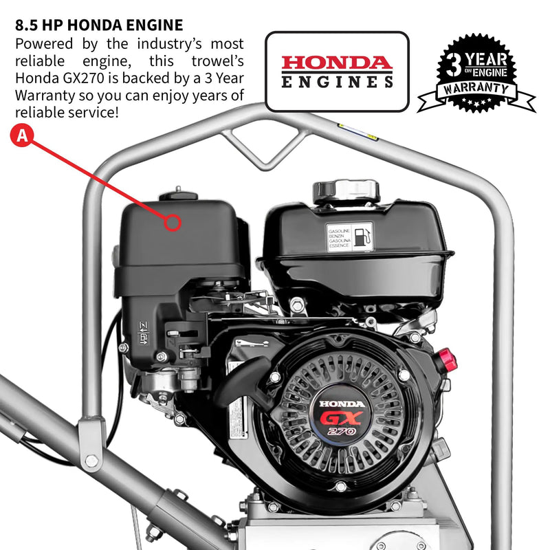 36" Honda Concrete Fast Pitch Power Trowel with 9HP Honda GX270 Finishing Blades Finishing Tool by Tomahawk Power