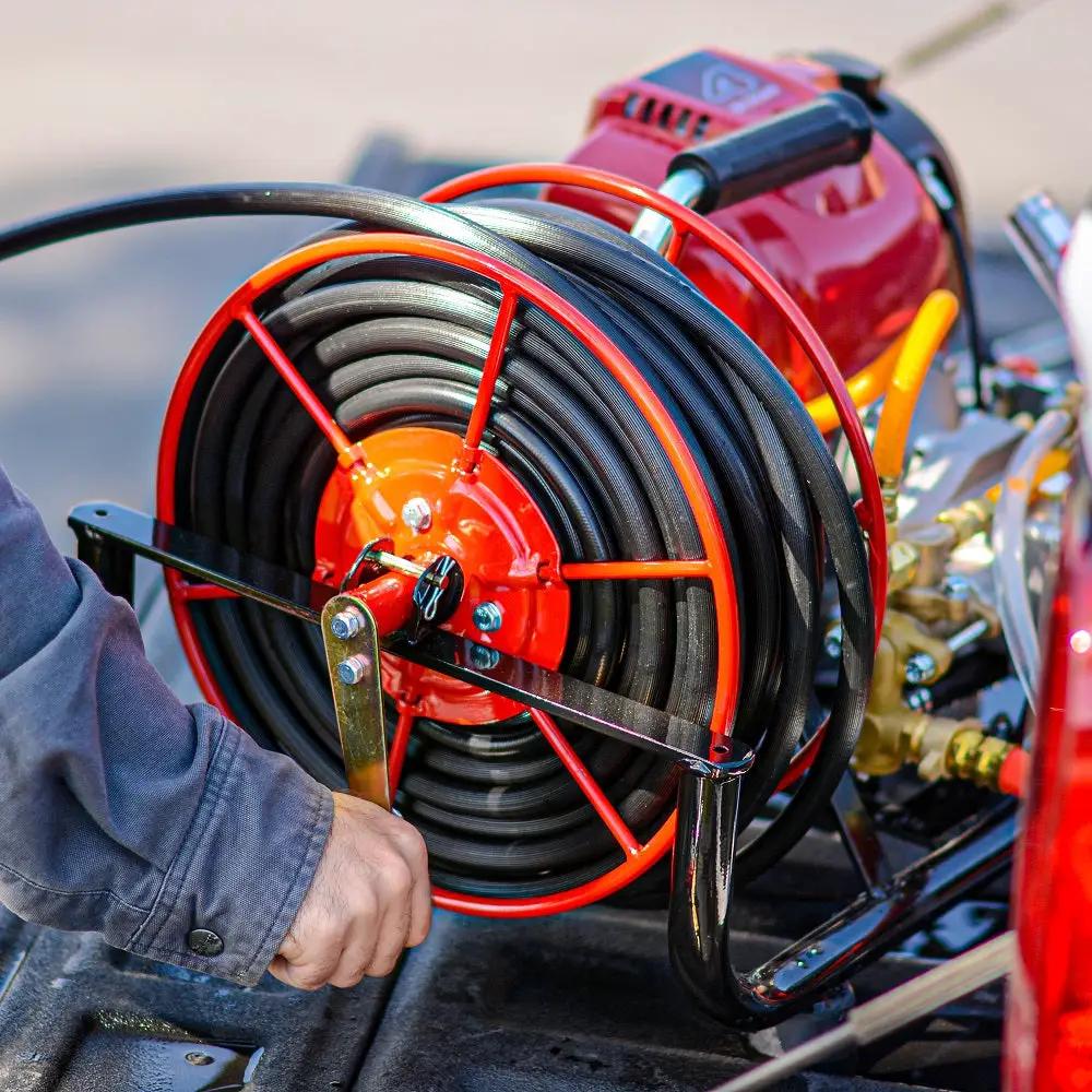 1.6HP Skid Sprayer Barrel Mount Only with Honda GX35 100ft Hose and 500 PSI Pump for Pest Control by Tomahawk Power