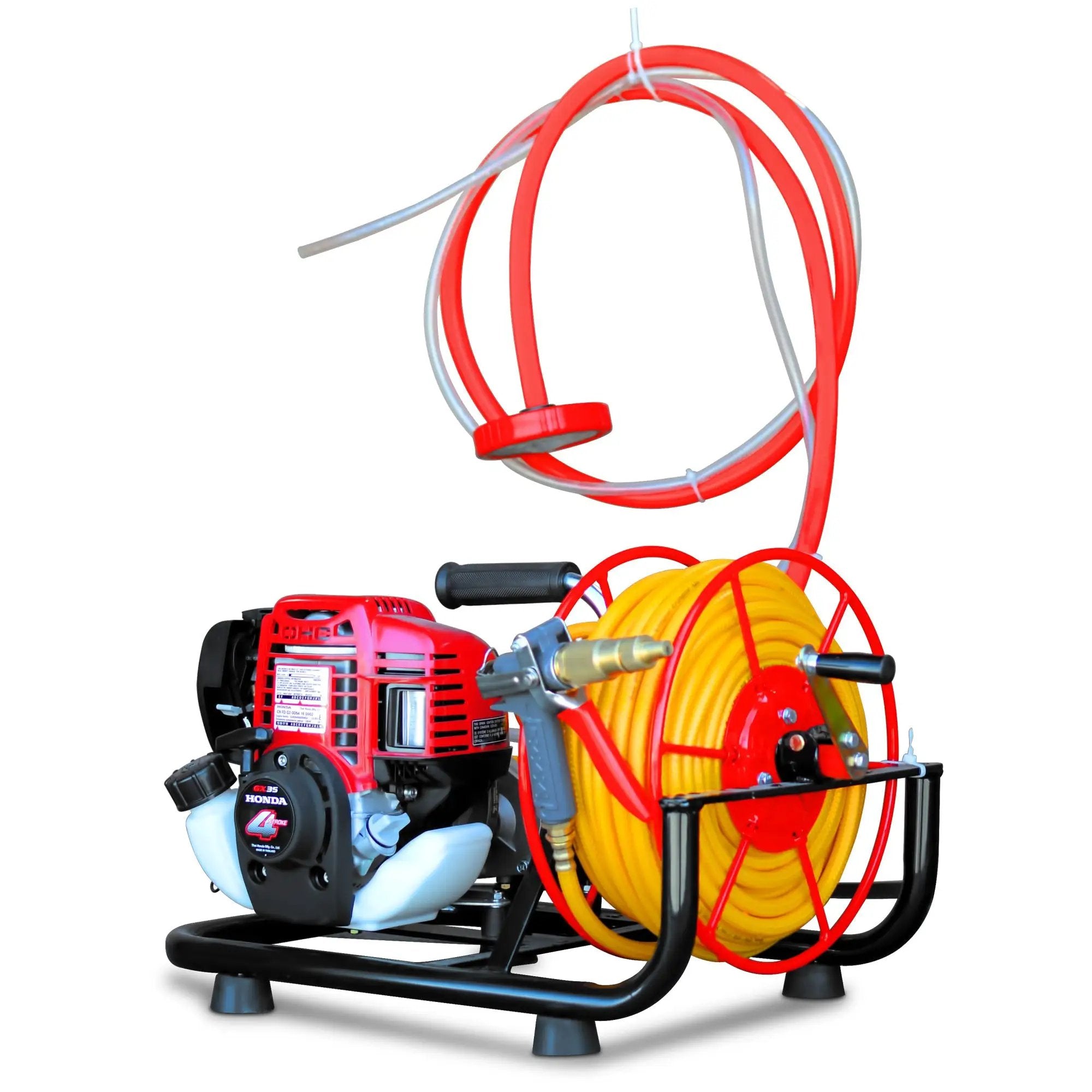 1.6HP Skid Sprayer Barrel Mount Only with Honda GX35 100ft Hose and 500 PSI Pump for Pest Control by Tomahawk Power