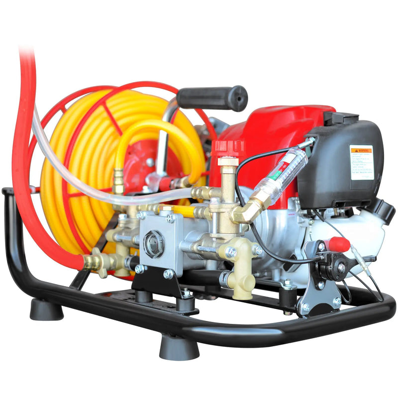 1.6HP Skid Sprayer Barrel Mount Only with Honda GX35 100ft Hose and 500 PSI Pump for Pest Control by Tomahawk Power