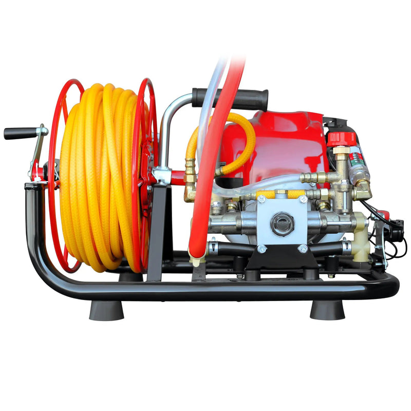 1.6HP Skid Sprayer Barrel Mount Only with Honda GX35 100ft Hose and 500 PSI Pump for Pest Control by Tomahawk Power
