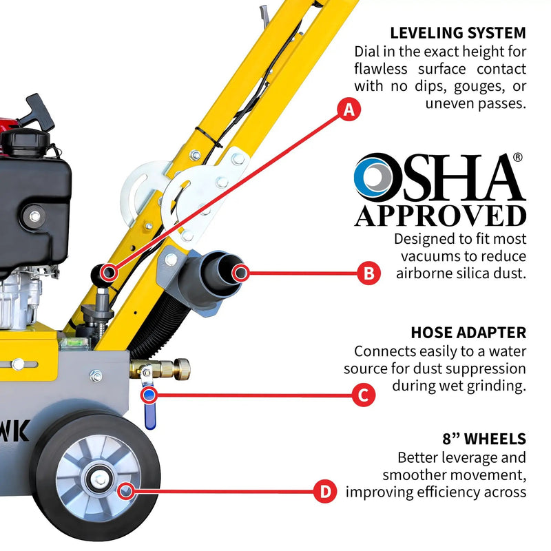10" Honda Concrete Floor Grinder 10HP GXV390 Motor for Smoothing, Floor Prep, Coatings by Tomahawk Power