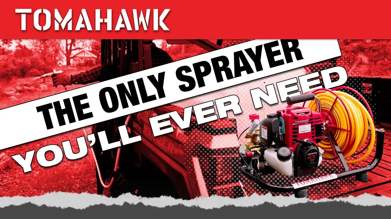 1.6HP Skid Sprayer Barrel Mount Only with Honda GX35 100ft Hose and 500 PSI Pump for Pest Control by Tomahawk Power