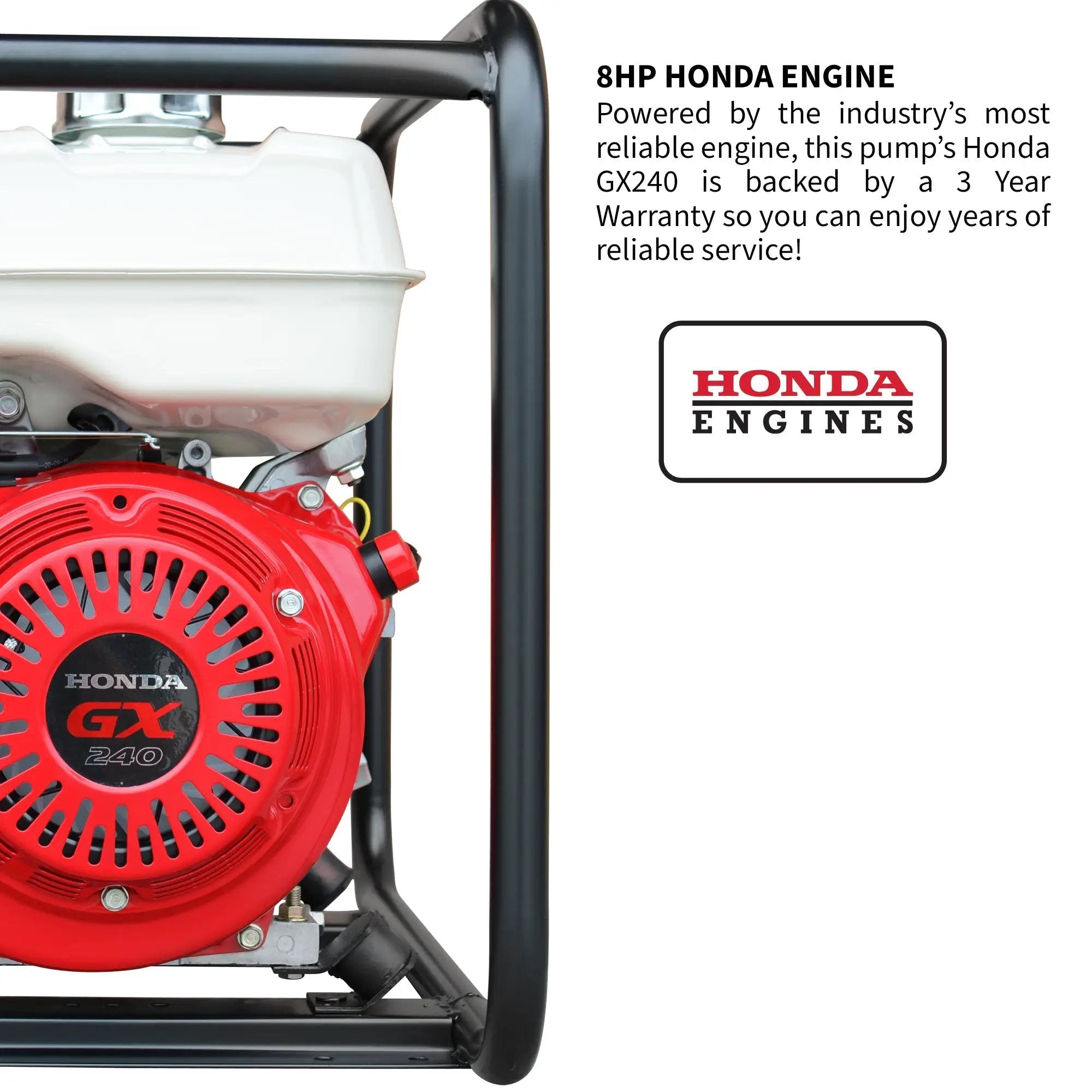 3 Inch Trash Water Pump 375 GPM 8 HP GX240 powered by Honda Portable Utility X-Series by Tomahawk Power