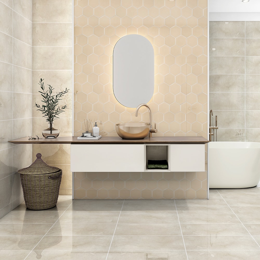 Caramel Glossy Hexagon 5 Ceramic Tiles 5 Ceramic Glossy 6x6 Tiles — 2