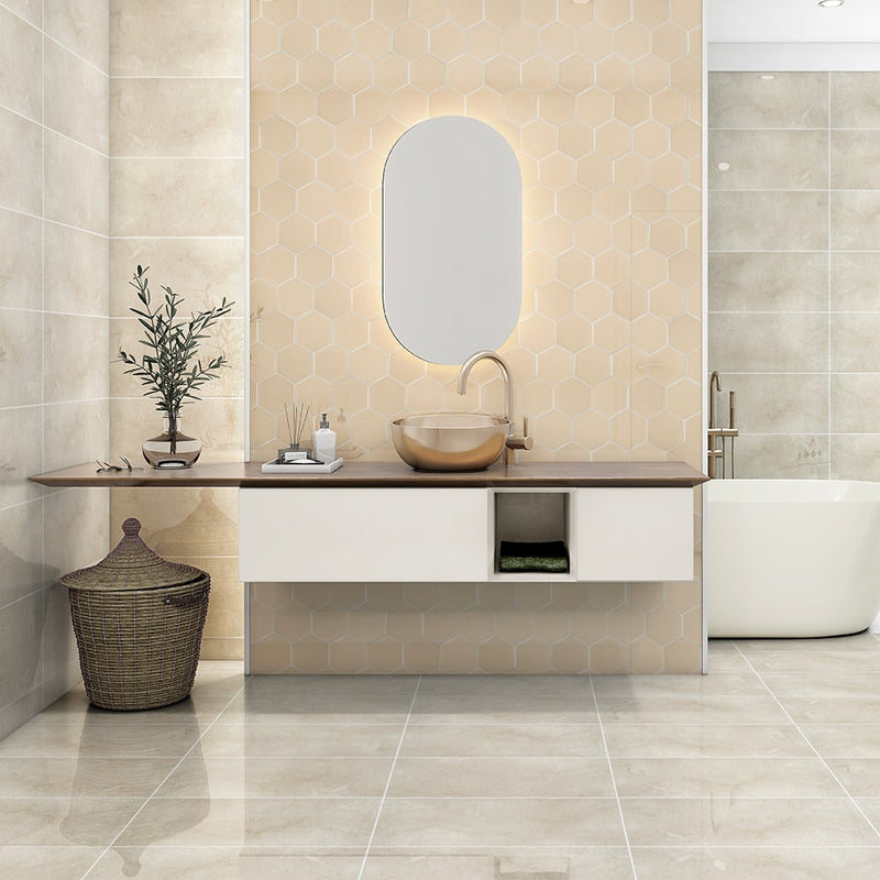 Caramel Glossy Hexagon 5 Ceramic Tiles 5 Ceramic Glossy 6x6 Tiles — 2