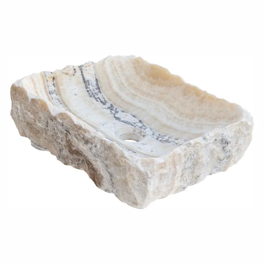 Honey Onyx Natural Stone Vessel Sink - Rustic Handcrafted 13x16 by GobekDesign