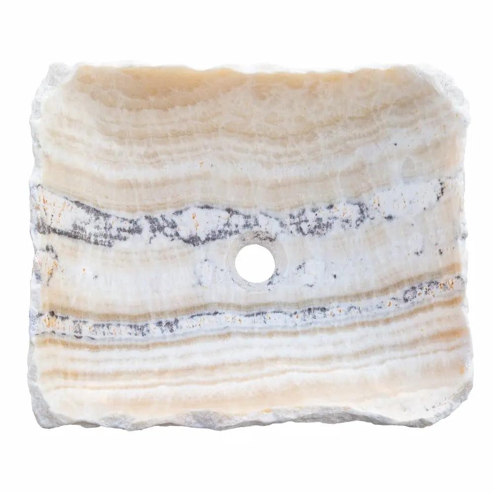Honey Onyx Natural Stone Vessel Sink - Rustic Handcrafted 13x16 by GobekDesign