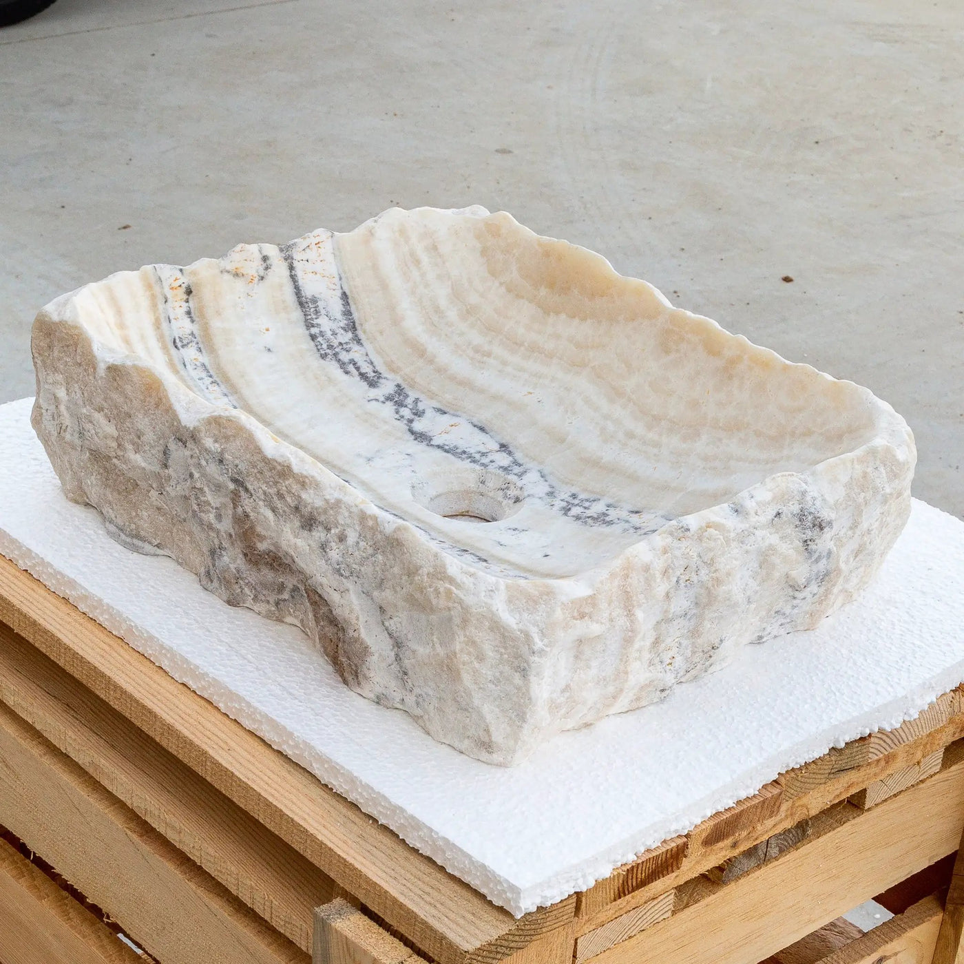 Honey Onyx Natural Stone Vessel Sink - Rustic Handcrafted 13x16 by GobekDesign