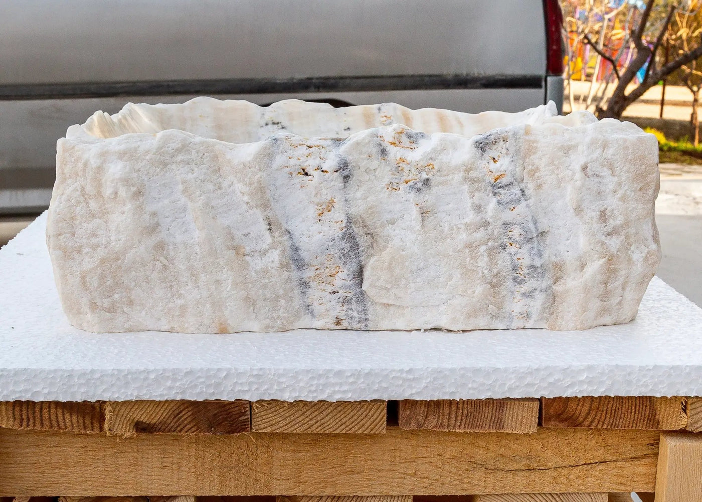 Honey Onyx Natural Stone Vessel Sink - Rustic Handcrafted 13x16 by GobekDesign