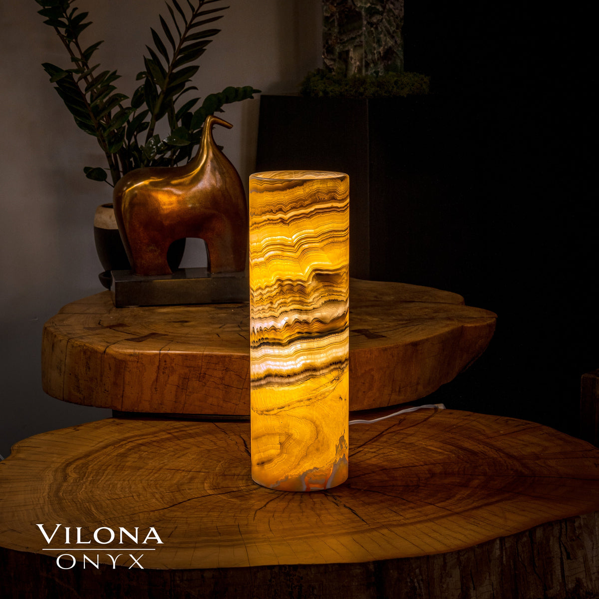 Honeycomb Onyx Table Lamp (Cylinder #8), photo 5 of 5
