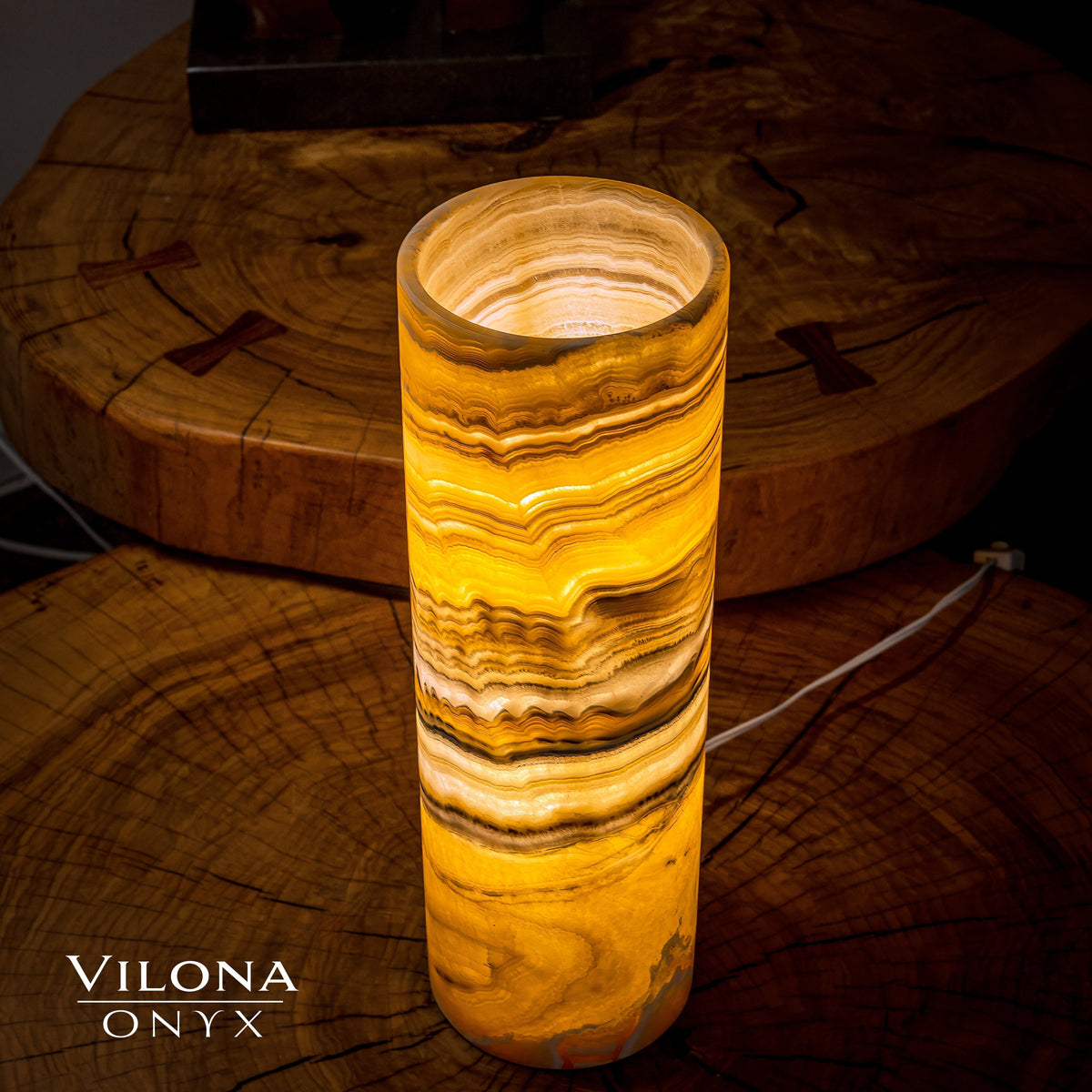 Honeycomb Onyx Table Lamp (Cylinder #8), photo 3 of 5
