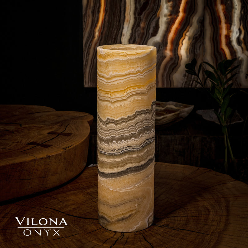 Honeycomb Onyx Table Lamp (Cylinder #8), photo 2 of 5