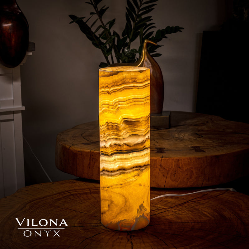 Honeycomb Onyx Table Lamp (Cylinder #8), photo 4 of 5