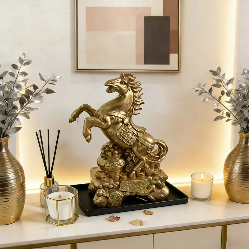 Horse Figurine - Chinese Prancing Bronze Statue by House Of Avana