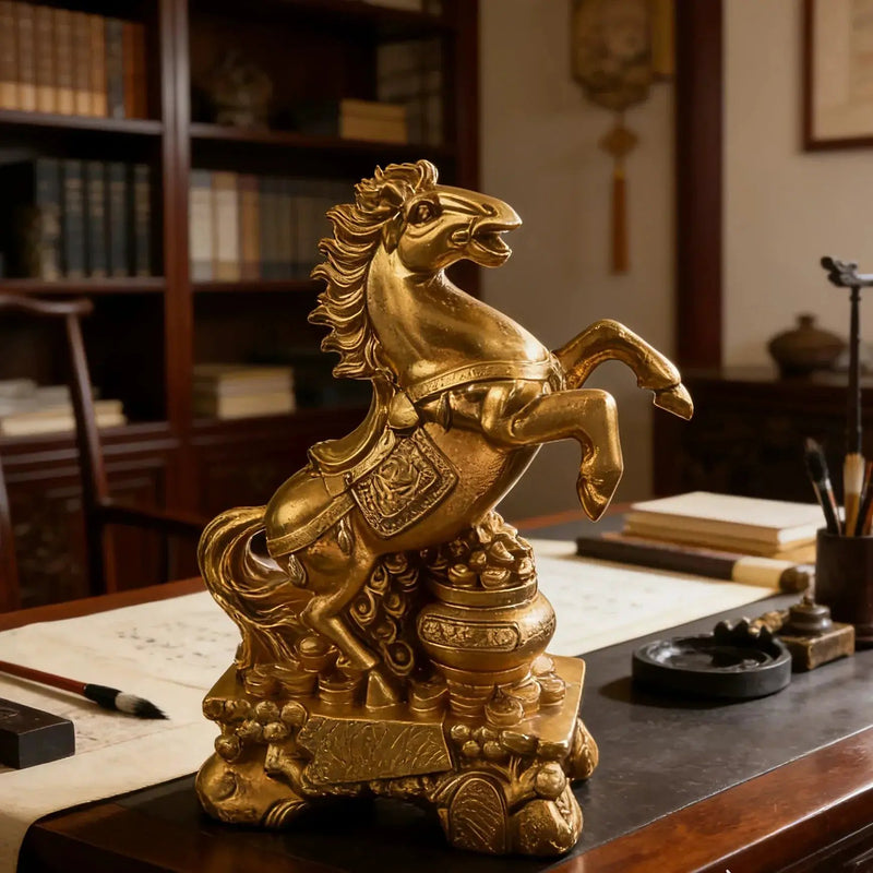 Horse Figurine - Chinese Prancing Bronze Statue by House Of Avana