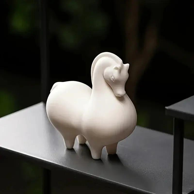 Horse Figurine - Decorative Ceramic White by House Of Avana