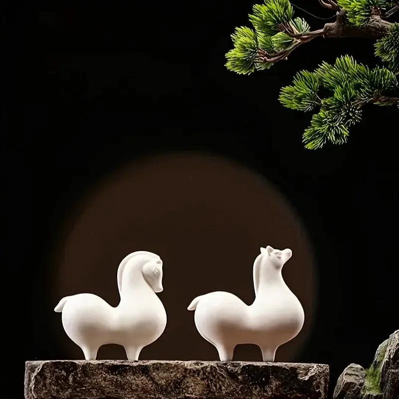 Horse Figurine - Decorative Ceramic White by House Of Avana
