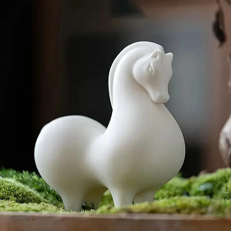 Horse Figurine - Decorative Ceramic White by House Of Avana