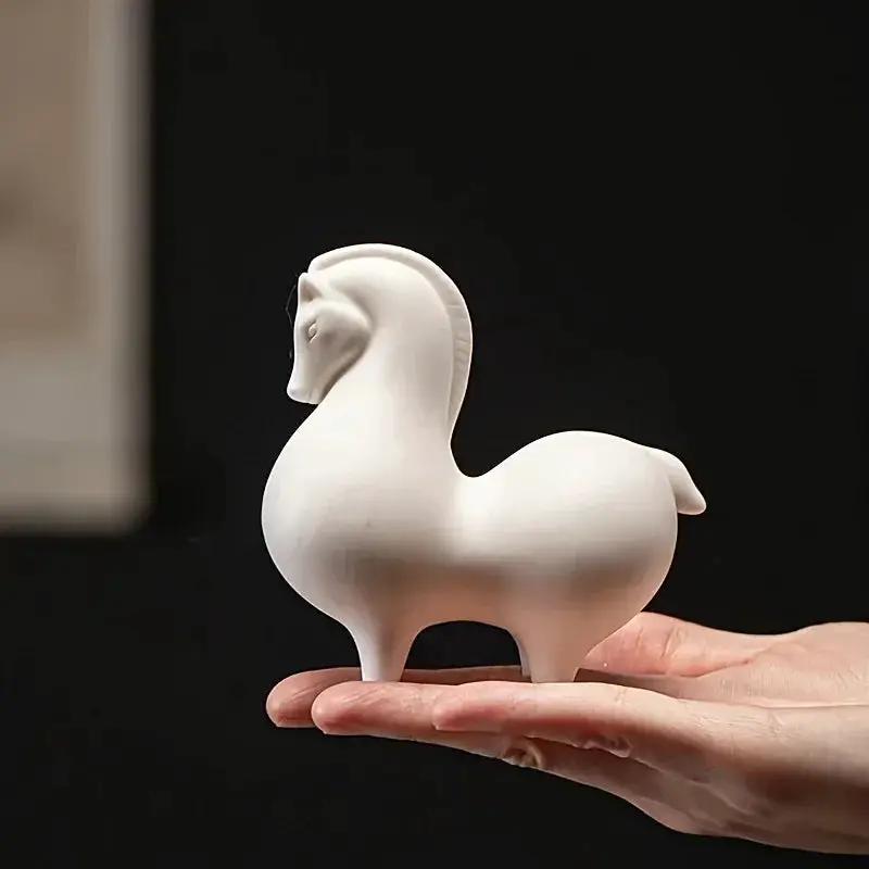 Horse Figurine - Decorative Ceramic White by House Of Avana