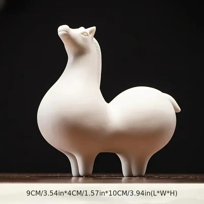 Horse Figurine - Decorative Ceramic White by House Of Avana