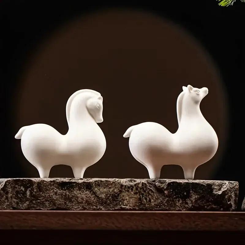 Horse Figurine - Decorative Ceramic White by House Of Avana