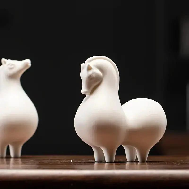 Horse Figurine - Decorative Ceramic White by House Of Avana