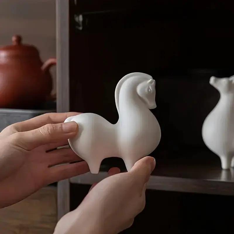 Horse Figurine - Decorative Ceramic White by House Of Avana